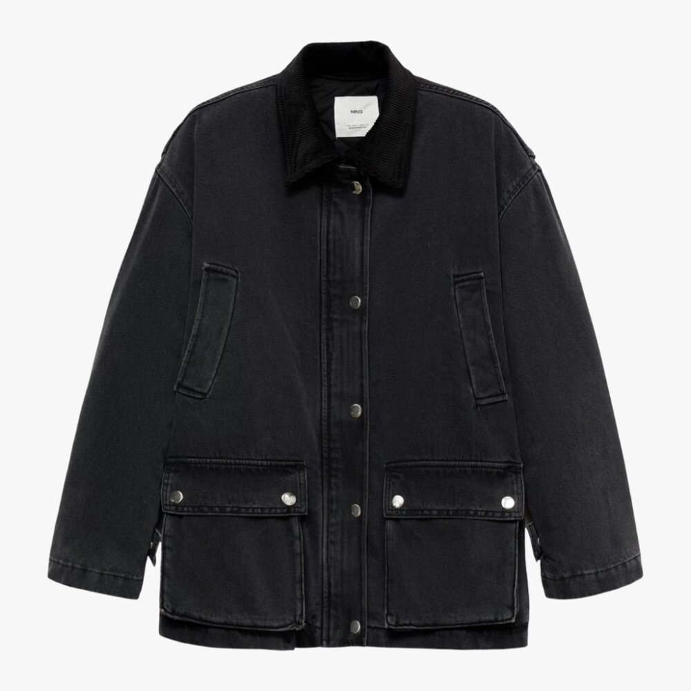 MANGO Oversized Black Women's Utility Jacket